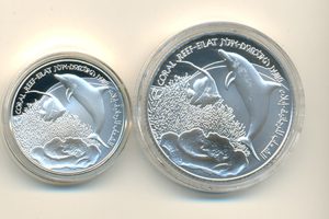 ישראל - זוג מטבעות זיכרון 1+2 ש"ח  "שונית האלמוגים - אילת"